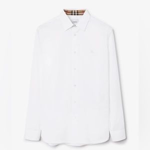Burberry Embroidered EKD stretch cotton white shirt.